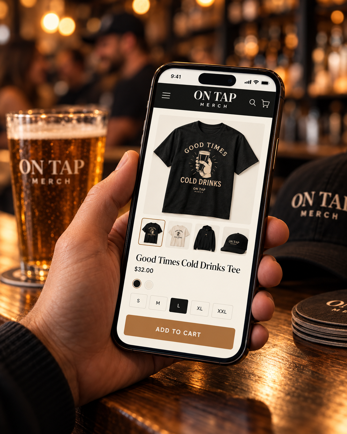 Shopping for venue merchandise on a phone